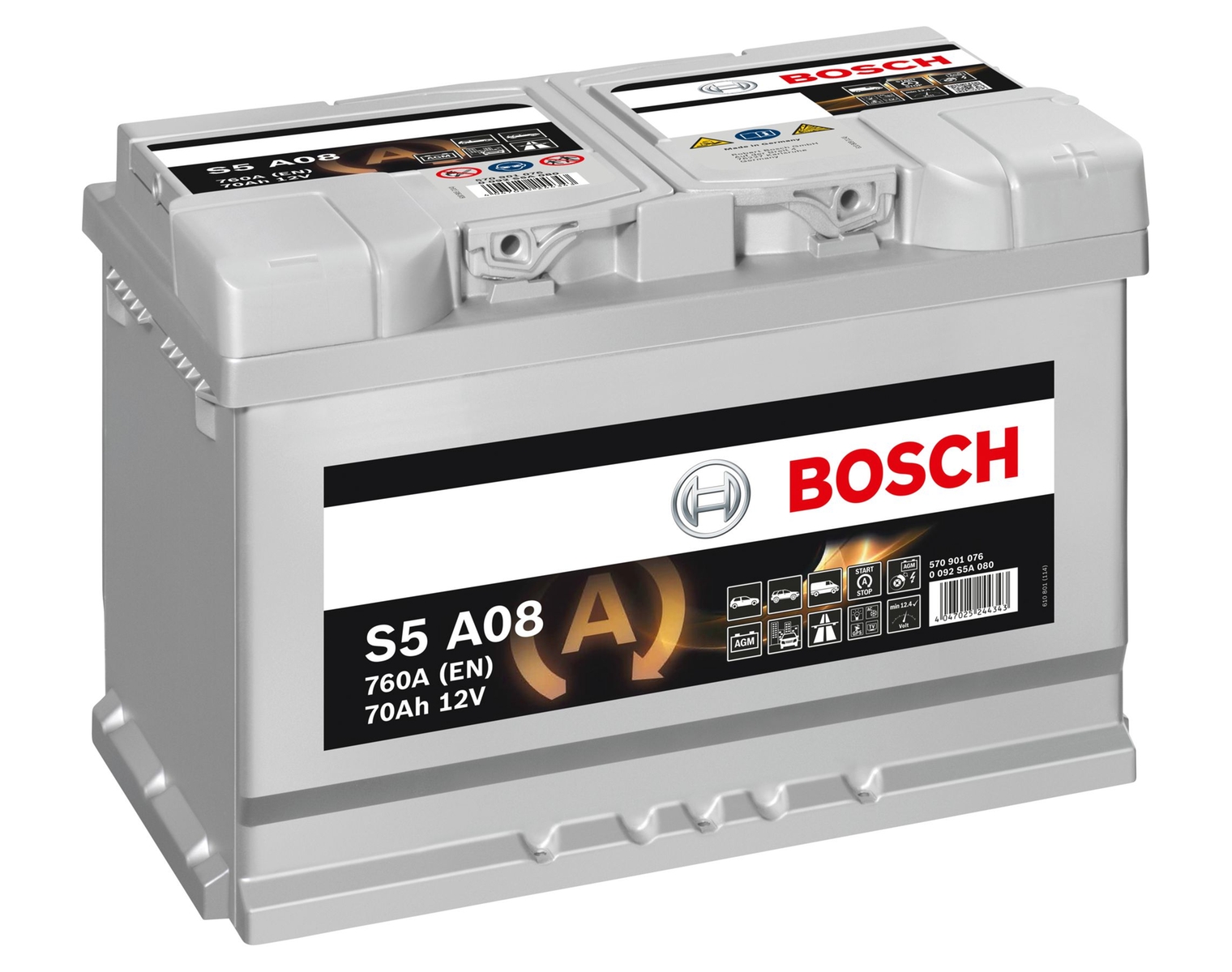 Bosch Starterbatterie S5A AGM 12V 70Ah 760A BMW 3 Limousine, 0092S5A080